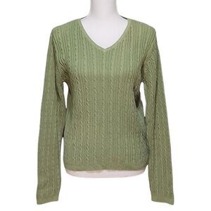 Selma Cury 100% Cotton Ribbed Long Sleeve V-Neck Sweater L
